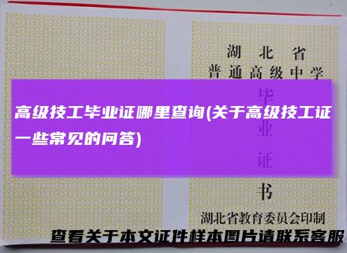 高级技工毕业证哪里查询(关于高级技工证一些常见的问答)
