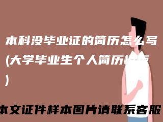 本科没毕业证的简历怎么写(大学毕业生个人简历模板)