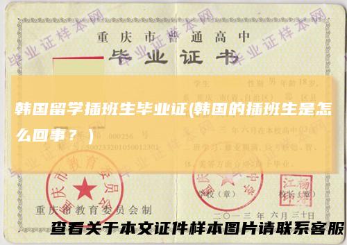 韩国留学插班生毕业证(韩国的插班生是怎么回事？）