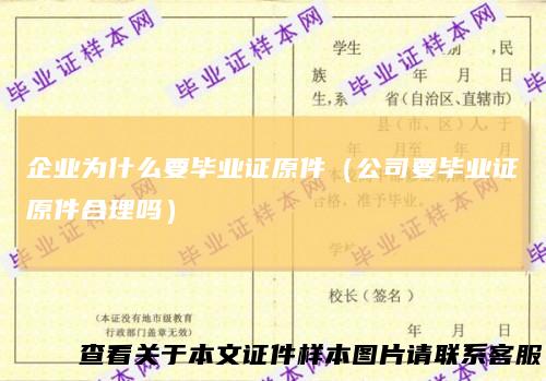 企业为什么要毕业证原件（公司要毕业证原件合理吗）