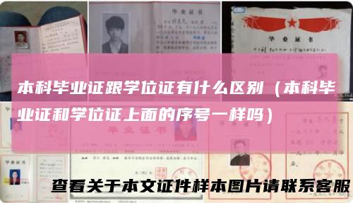 本科毕业证跟学位证有什么区别（本科毕业证和学位证上面的序号一样吗）