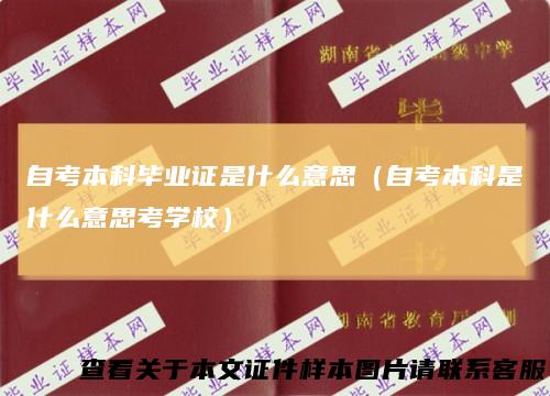 自考本科毕业证是什么意思(自考本科是什么意思考学校)