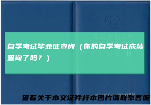 自学考试毕业证查询（你的自学考试成绩查询了吗？）