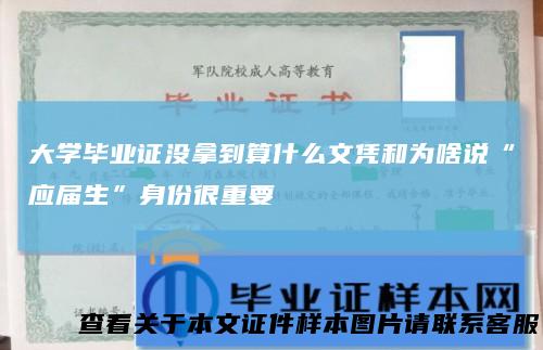 大学毕业证没拿到算什么文凭和为啥说“应届生”身份很重要