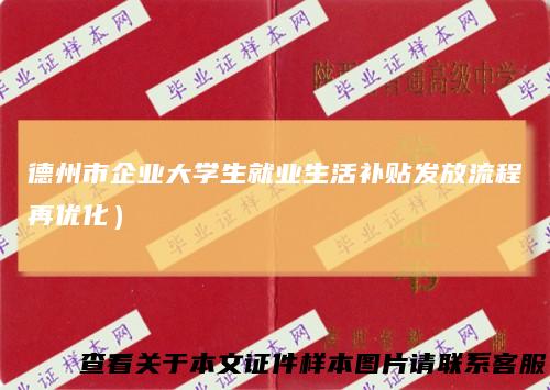 德州市企业大学生就业生活补贴发放流程再优化）