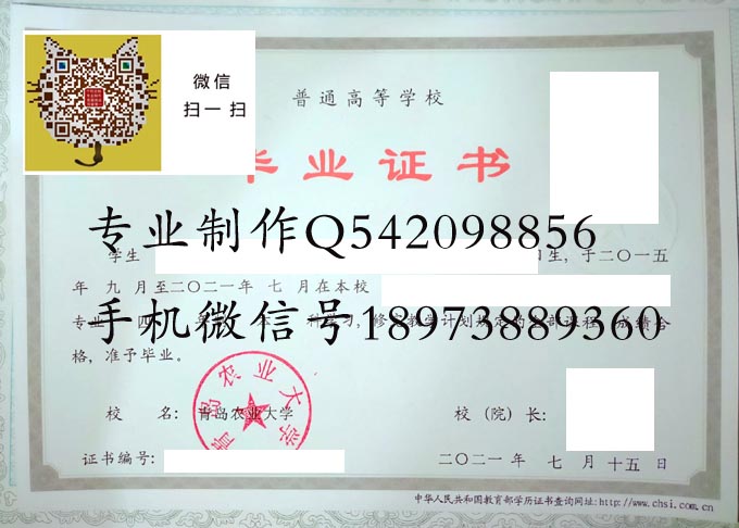 青岛农业大学毕业证样本2021年最新图片