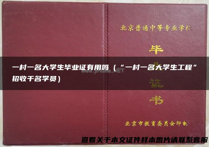 一村一名大学生毕业证有用吗（“一村一名大学生工程”招收千名学员）