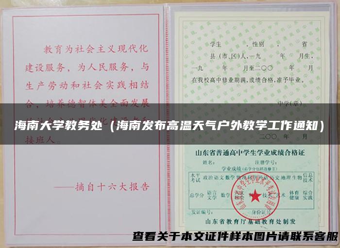 海南大学教务处（海南发布高温天气户外教学工作通知）