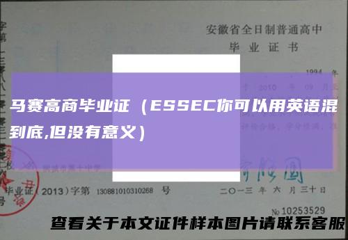 马赛高商毕业证(ESSEC你可以用英语混到底,但没有意义)
