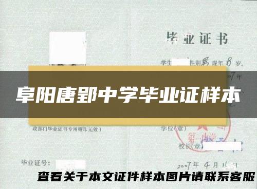 阜阳唐郢中学毕业证样本