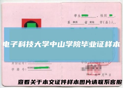 电子科技大学中山学院毕业证样本
