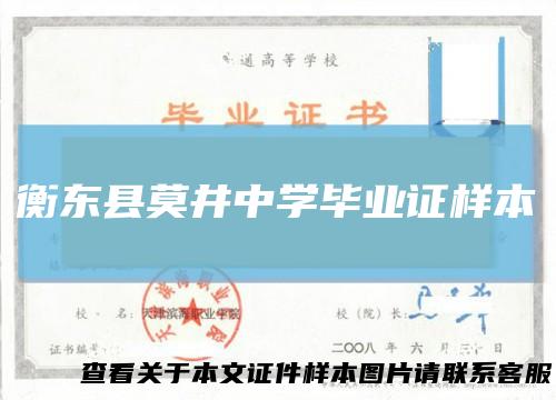 衡东县莫井中学毕业证样本