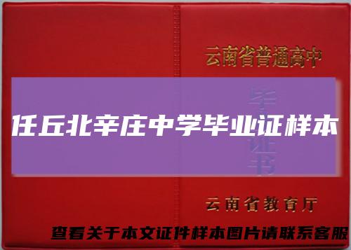任丘北辛庄中学毕业证样本
