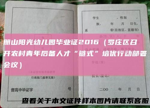 册山阳光幼儿园毕业证2016（罗庄区召开农村青年后备人才“链式”培优行动部署会议）
