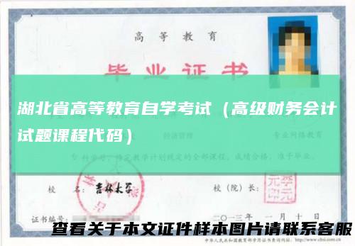 湖北省高等教育自学考试（高级财务会计试题课程代码）
