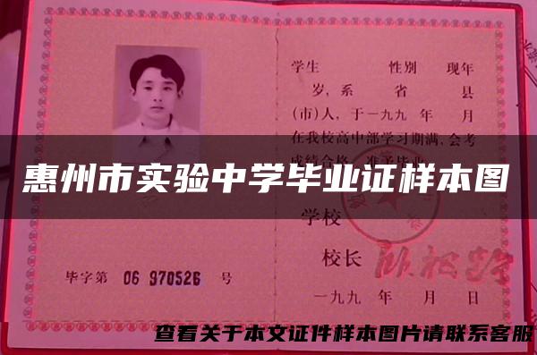 惠州市实验中学毕业证样本图