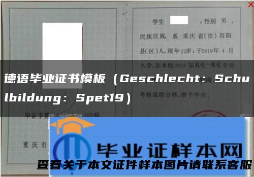 德语毕业证书模板（Geschlecht：Schulbildung：Spet19）