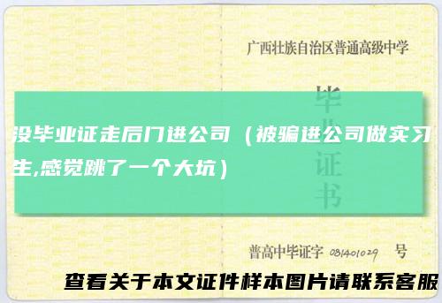 没毕业证走后门进公司（被骗进公司做实习生,感觉跳了一个大坑）