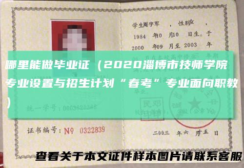 哪里能做毕业证（2020淄博市技师学院专业设置与招生计划“春考”专业面向职教）