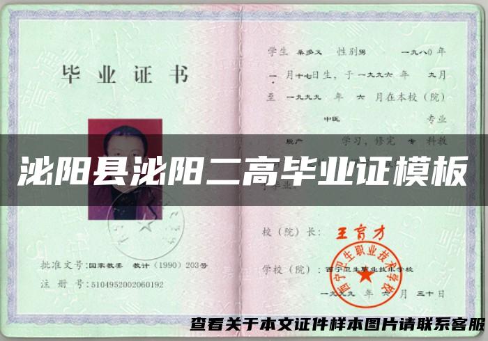 泌阳县泌阳二高毕业证模板