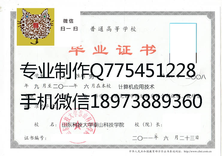 山东科技大学泰山科技学院毕业证样本展示图片